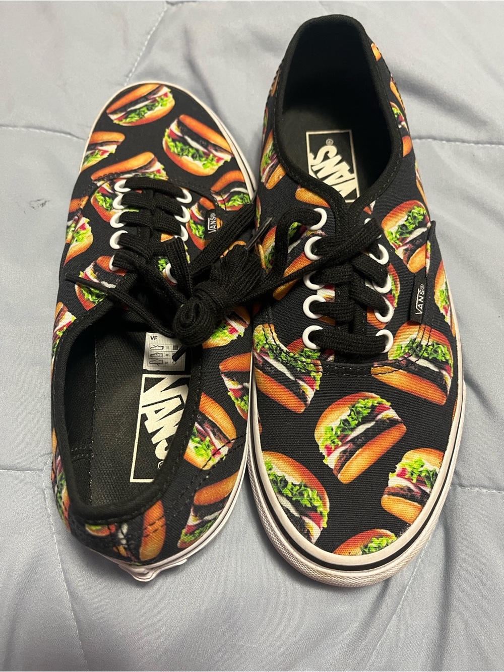 Vans Black Canvas Sneakers with Multicolor Burger Print
